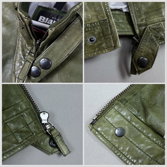 🇺🇸 Blauer luxurious café racer leather jacket. - Picture 7 of 14